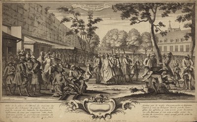 Beurs in de tuinen van het Hotel de Soissons, Parijs, opgericht in 1720 door French School