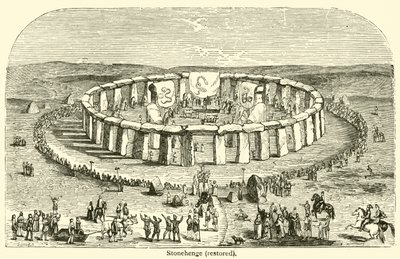 Stonehenge, gerestaureerd (gravure) door French School