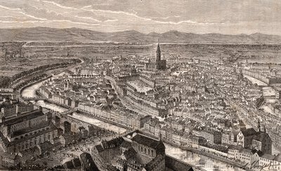 Straatsburg - Bas-Rhin, in de Elzas - gravure in 