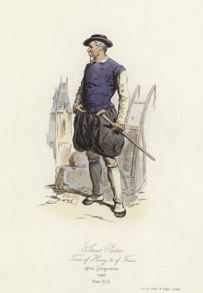 Straatdrager uit de tijd van Hendrik III van Frankrijk door French School