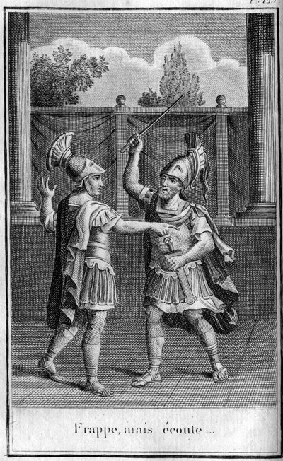 Staking, maar luister, antwoord van Alcibiades (450-404 v.Chr.), Atheense staatsman en strateeg op de bedreigingen van Eurybiades. In 