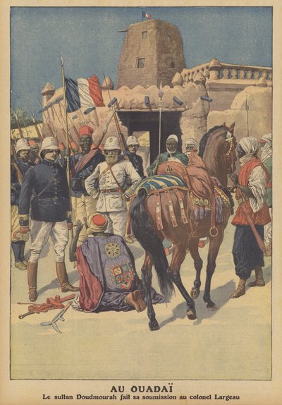 Overgave van de Wadai sultan Doudmourrah aan Franse troepen onder bevel van kolonel Largeau door French School