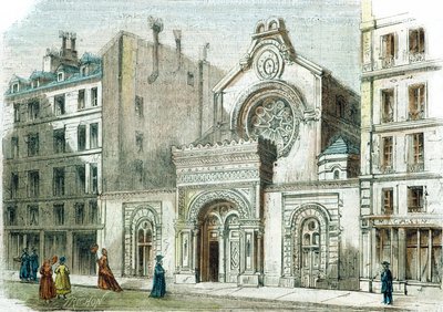 Synagoge aan de Rue de la Victoire, Parijs, ca. 1880 door French School