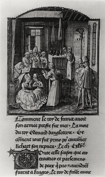 De dood van Edward III, Koning van Engeland in Kasteel Shene, uit Froissart