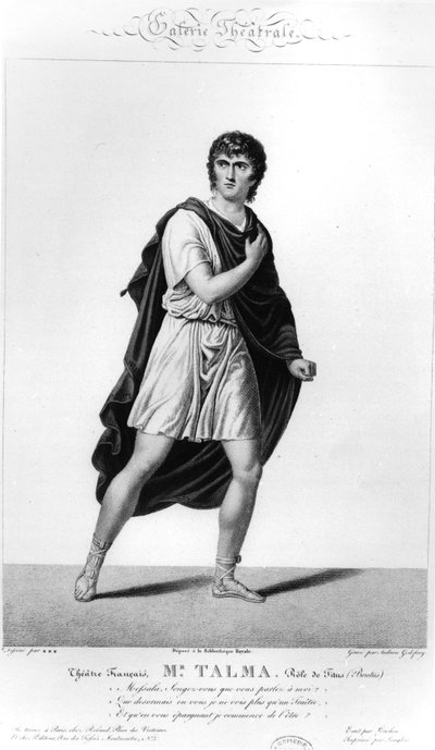 Talma in Romeins kostuum als Titus in een productie in Parijs in 1793 van Voltaires tragedie, Brutus, 1812 door French School