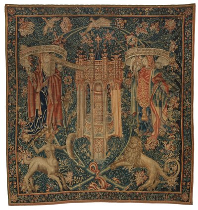 Wandtapijt, Sibylla Hellespontica en Phrygia (een van een set van zes Sibyllen, bestaande uit 46.134 tot 46.139) genaamd 
