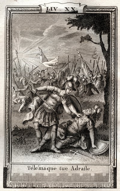 Telemaque tue Adraste - gravure van 1798 door Monnet in 