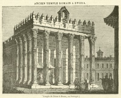 Tempel van Diana in Evora, Portugal door French School