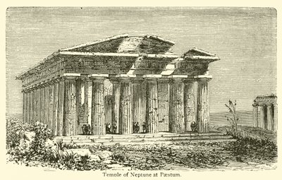 Tempel van Neptunus in Paestum door French School