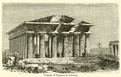 Tempel van Neptunus in Paestum door French School