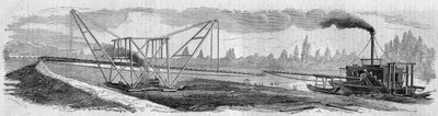 Test van een bagger bedoeld voor het graven van het Suezkanaal. Frankrijk door French School
