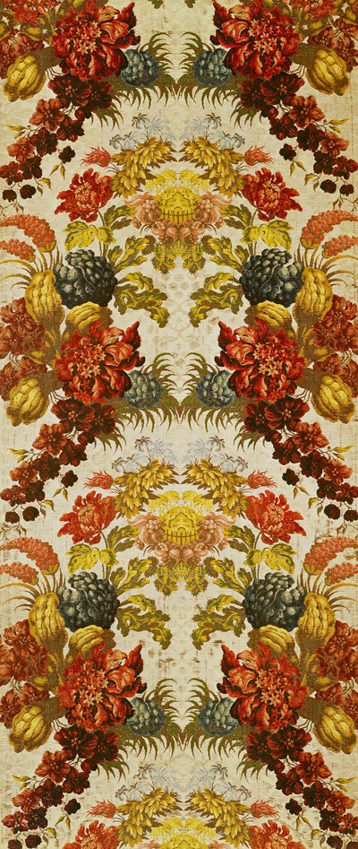 Textiel met een herhalend bloemmotief, Lyon werkplaats, ca.1740 door French School