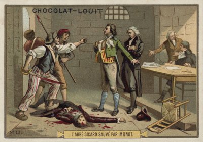 De Abbé Sicard wordt gered door Monot, Franse Revolutie, september 1792 door French School