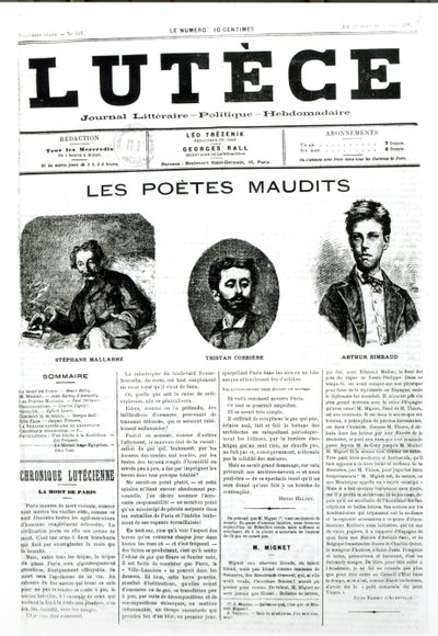 De Vervloekte Dichters, voorpagina van de krant Lutece, 1884 door French School