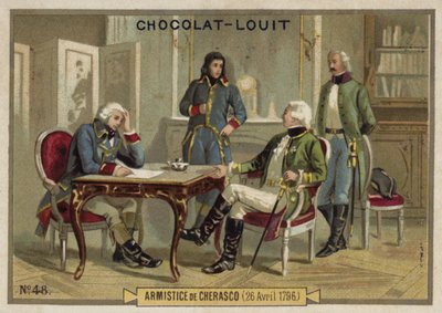 De wapenstilstand van Cherasco, 26 april 1796 door French School