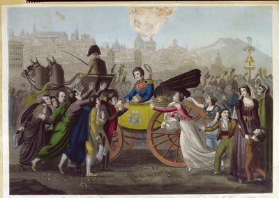 De aankomst van generaal Juan Facundo Quiroga (1790-1835) in Madrid op 24 juni 1820 door French School