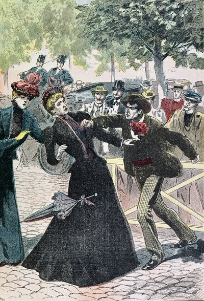 De moord op Elizabeth (1837-98) keizerin van Oostenrijk door Luccheni, 10 september 1898, illustratie uit Le Pelerin, 1898 door French School