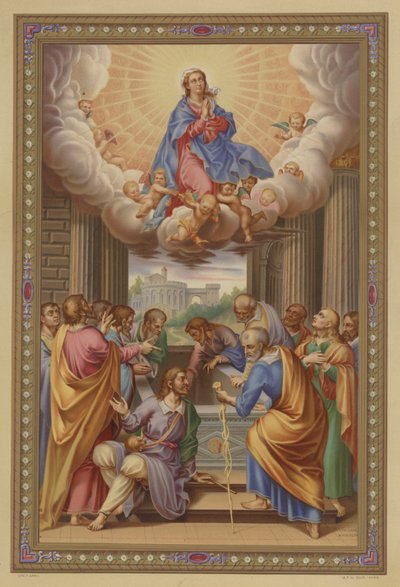 Maria Hemelvaart (chromolitho) door French School