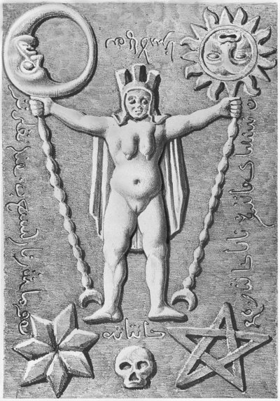 De Baphomet van de Tempeliers, kopie van een stenen kist gevonden in Essarois (Bourgondië) door French School