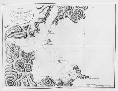 De Baai van Castries, in de Straat van Tartary, uit de reisroute van La Pérouse door French School