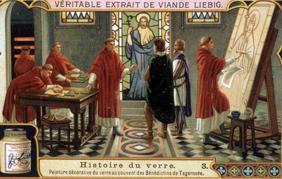De Benedictijner monniken van het Klooster van Tegernsee in Beieren (Duitsland) versieren het glas door French School