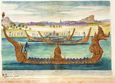 De boten van de koning van Siam, uit een verslag van de Jezuïeten in Siam, 1688 door French School