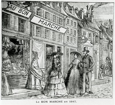 De Bon Marché winkel in de rue du Bac, Parijs in 1847 door French School