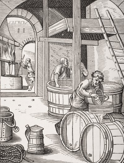 De brouwer, naar een 16e-eeuwse illustratie getekend en gegraveerd door Jost Amman (1539-91) uit 