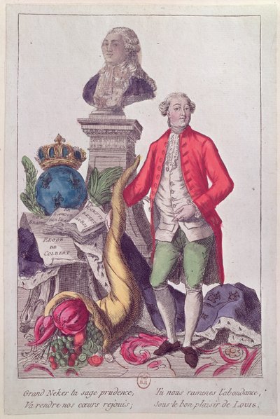 De oproep van Jacques Necker (1732-1804) 16 juli 1789 (gekleurde gravure) door French School