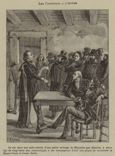 De Carbonari aan het werk (gravure) door French School