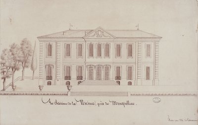 Het Kasteel de la Piscine, nabij Montpellier, getekend door Monsieur de Cenani door French School