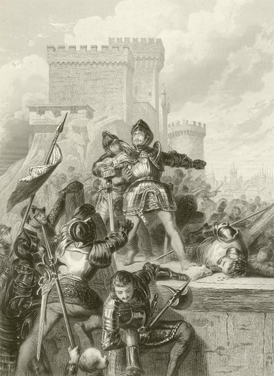 De Chevalier Bayard gewond bij het beleg van Brescia, 1512 door French School