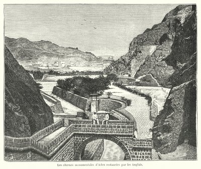 De cisterne van Tawila, Aden, gerestaureerd door de Britten door French School