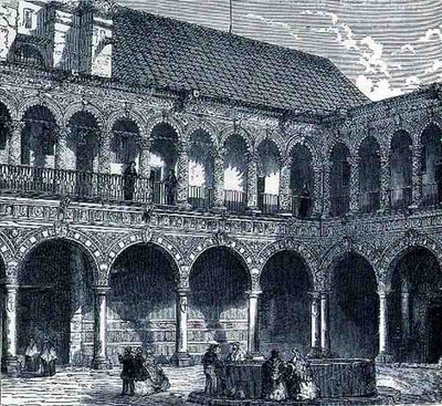 Het klooster van het klooster van La Merced, Mexico, uit De oude steden van de Nieuwe Wereld, door Claude-Joseph-Desire Charnay, uitgegeven 1887 door French School