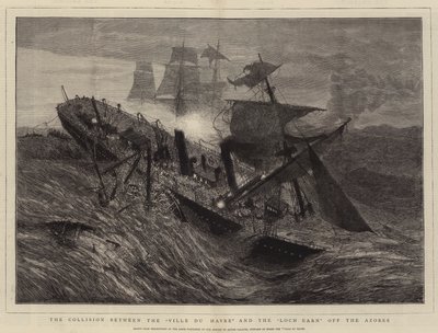 De aanvaring tussen de "Ville du Havre" en de "Loch Earn" bij de Azoren door French School