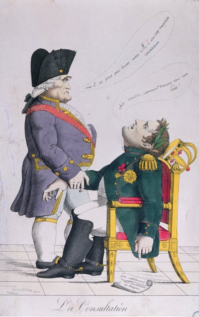 Het consult, karikatuur van Cambaceres (1753-1824) en Napoleon (1769-1821) ca. 1810-14 door French School