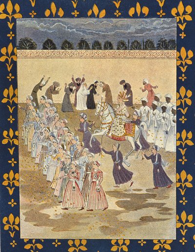 De Stoet van Aladdin, illustratie voor Aladdin, uit De Arabische Nachten, 1895 door French School