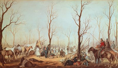 De Kozakken op de Champs Elysees, 1815 door French School