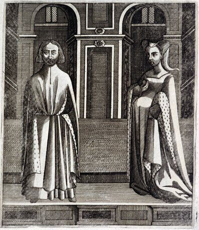 De Graaf van Poitiers en Toulouse Alphonse (1220-1271) en zijn vrouw Jeanne (dochter van Raymond VII) (1220-1271) - in 