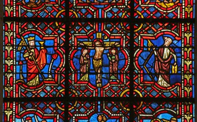 De kruisiging tussen de kerk en de synagoge door French School