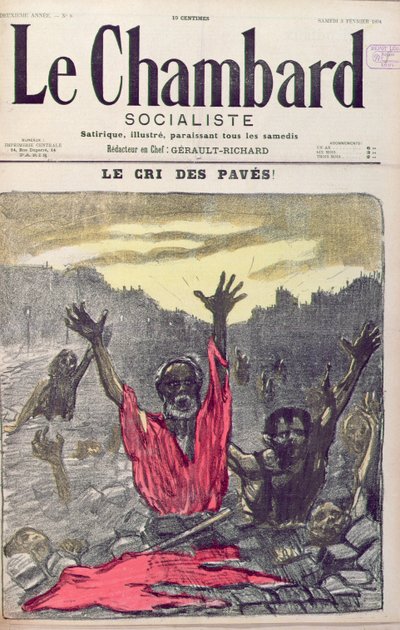 De kreet van de armen, omslag van Le Chambard Socialiste magazine, 3 februari 1894 door French School