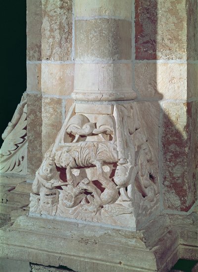De dood van Lazarus en de rijke man, van een kapiteel in het schip, ca.1150 door French School