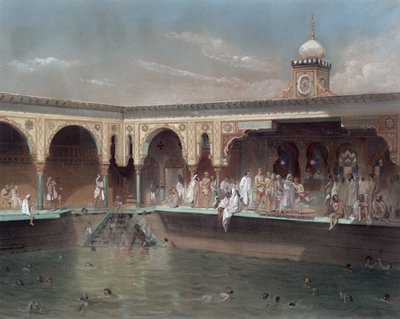 De Deligny-baden, Parijs, 1842 door French School