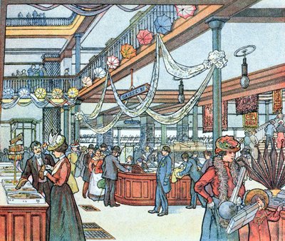 Het warenhuis, illustratie uit Cours Schweiter, ca. 1900 door French School
