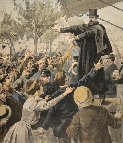 De Deroulede-bijeenkomst: bij de uitgang, illustratie uit Le Petit Journal: Supplement illustre, 9 oktober 1898 door French School