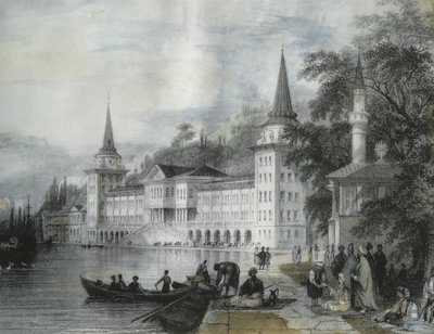 Het Dolmabahce Paleis aan de Bosporus, 1840 door French School