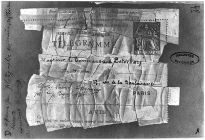 De Dreyfus-affaire, 22 december 1894, telegram verzonden naar Commandant Esterhazy door French School