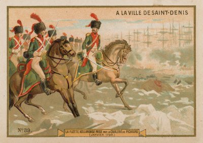 De Nederlandse vloot gevangen door Franse cavalerie, januari 1795 door French School