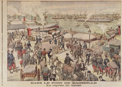 Het Einde van de Staking in Marseille, illustratie uit Le Petit Journal, 23 oktober 1904 door French School