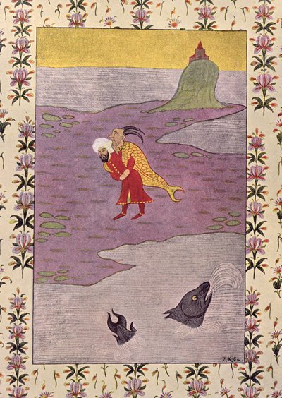 De Vierde reis van Sinbad, illustratie voor Sinbad de Zeeman, uit De Arabische Nachten, 1895 door French School